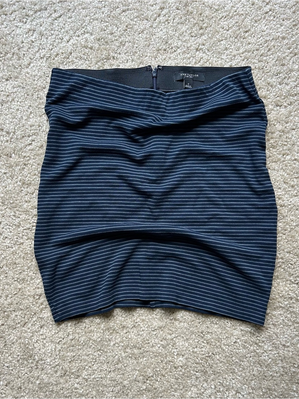 Ann Taylor Navy and White Striped Pencil Skirt